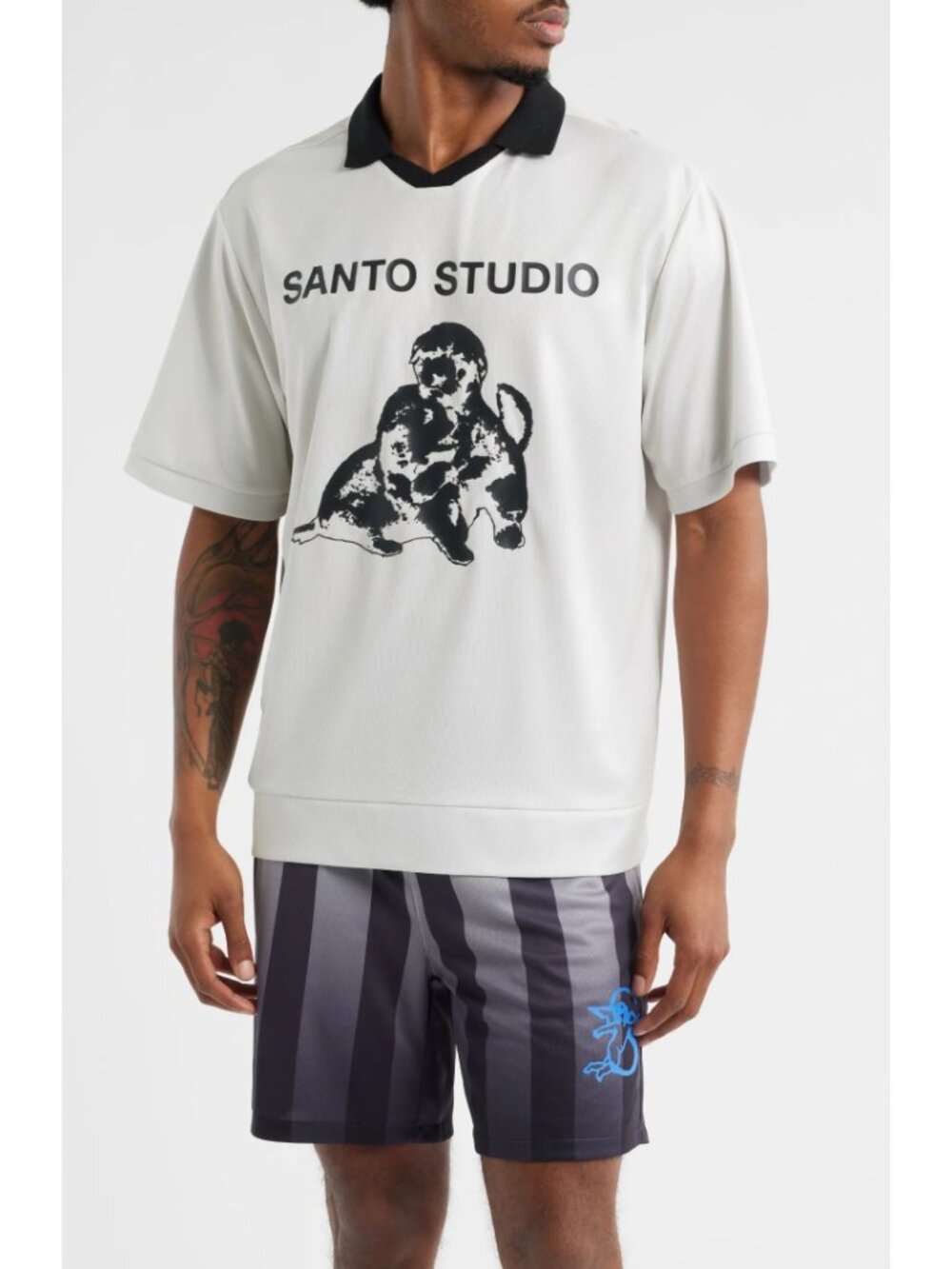 Santo Studio Thugs Need Hugs Graphic Jersey Shirt Top White Black Size L NWOT
